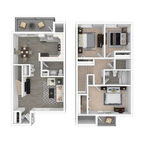 Floor plan for 3 beds, 1.5 baths, 1000 sqft