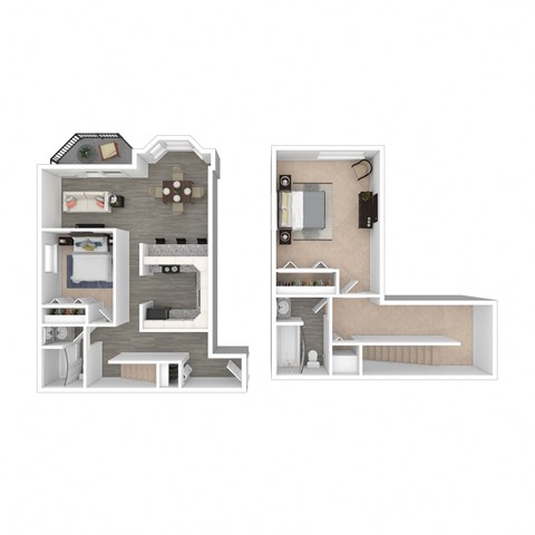 Floor plan for 2 beds, 2 baths, 966 sqft