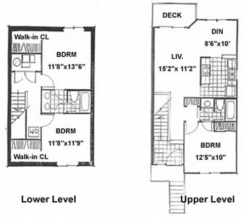 Floor plan for 3 beds, 2 baths, 1176 sqft
