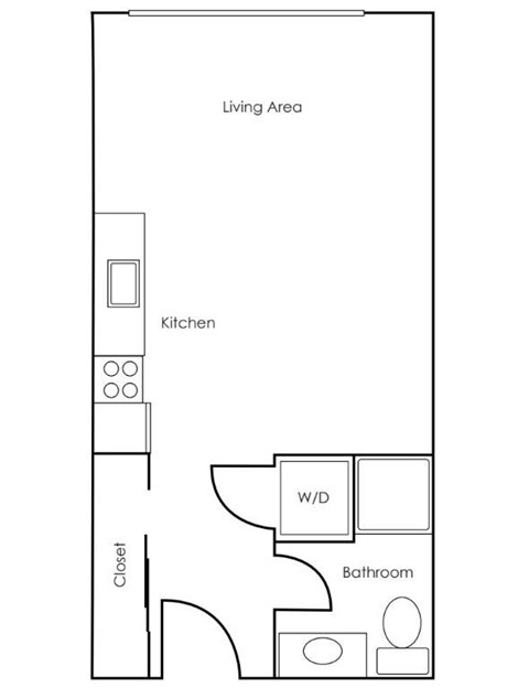 Floor plan for studio, 1 bath, 418 sqft