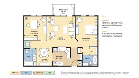 Floor plan for 2 beds, 2 baths, 1179 sqft