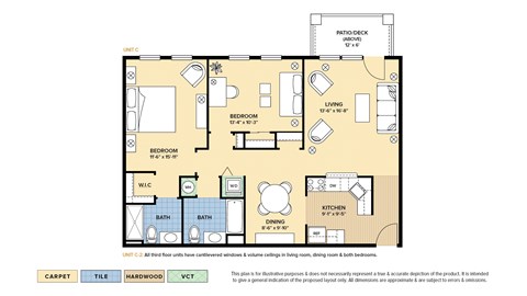 Floor plan for 2 beds, 2 baths, 1107 sqft