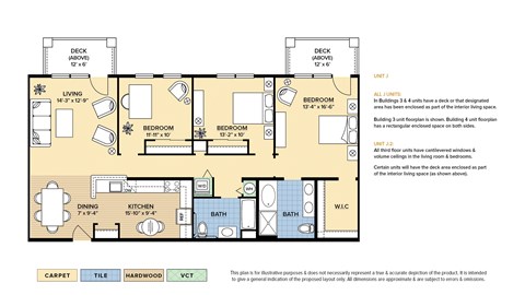 Floor plan for 3 beds, 2 baths, 1517 sqft
