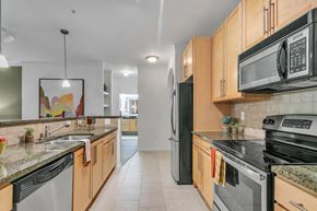 Atlanta apartment for rent - a kitchen with stainless steel appliances and granite counter tops