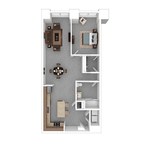 Floor plan for 1 bed, 1 bath, 902 sqft