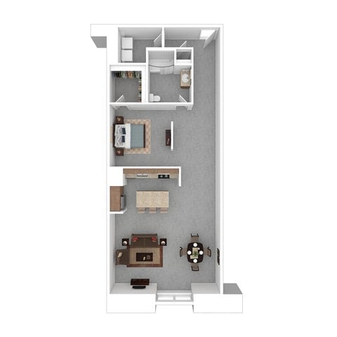 Floor plan for 1 bed, 1 bath, 902 sqft