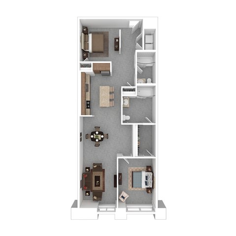 Floor plan for 2 beds, 2 baths, 1275 sqft