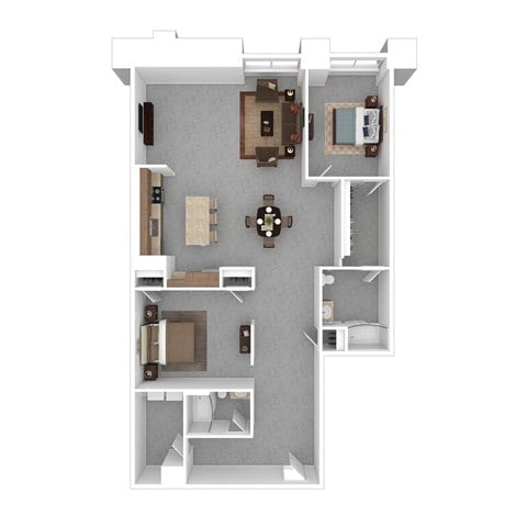 Floor plan for 2 beds, 2 baths, 1488 sqft