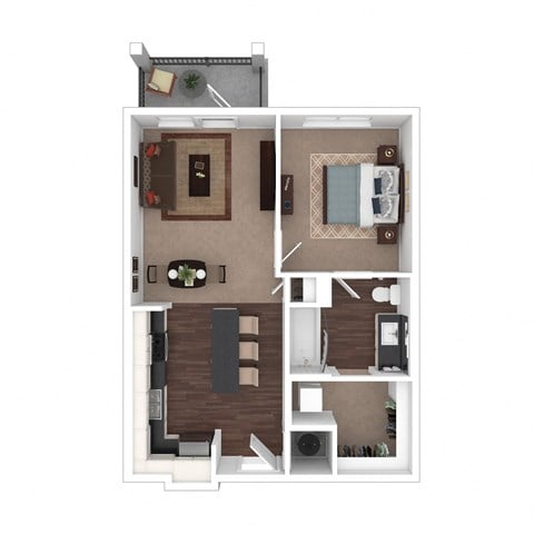 Floor plan for 1 bed, 1 bath, 583 sqft