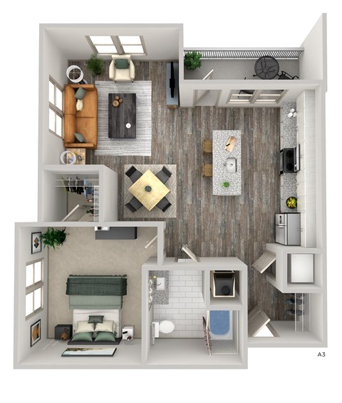 Floor plan for 1 bed, 1 bath, 815 sqft