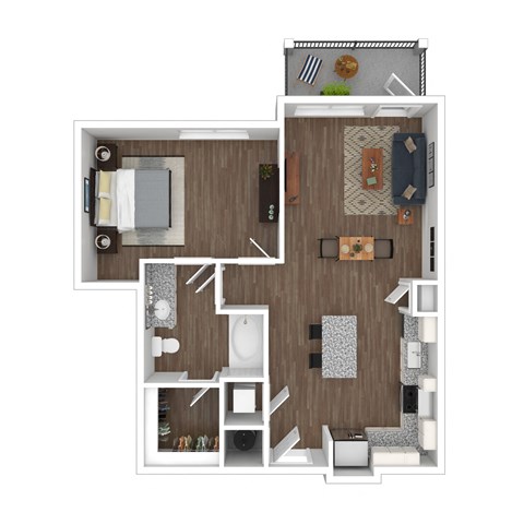 Floor plan for 1 bed, 1 bath, 808 sqft