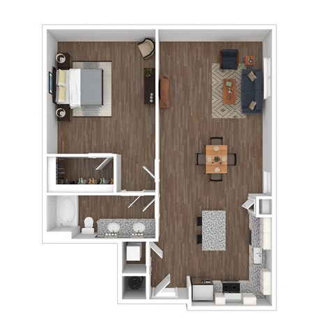 Floor plan for 1 bed, 1 bath, 1060 sqft