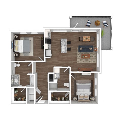Floor plan for 2 beds, 2 baths, 1120 sqft