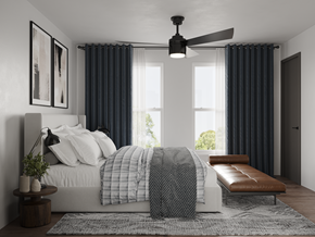 Marietta apartment for rent - a bedroom with a bed and a ceiling fan