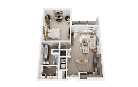 Floor plan for 1 bed, 1 bath, 903 sqft