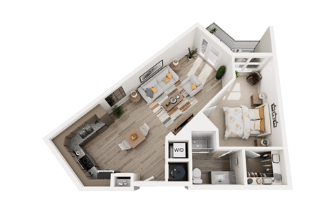 Floor plan for 1 bed, 1 bath, 776 sqft