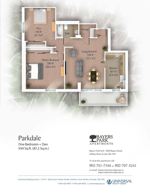 Floor plan for 2 beds, 1 bath