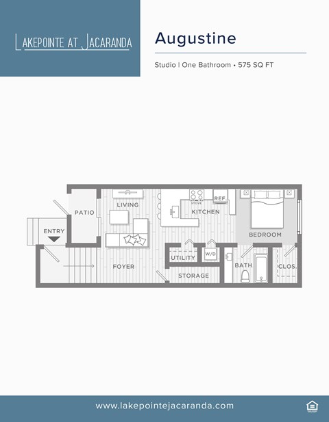Floor plan for studio, 1 bath, 600 sqft