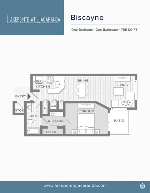 Floor plan for 1 bed, 1 bath, 800 sqft