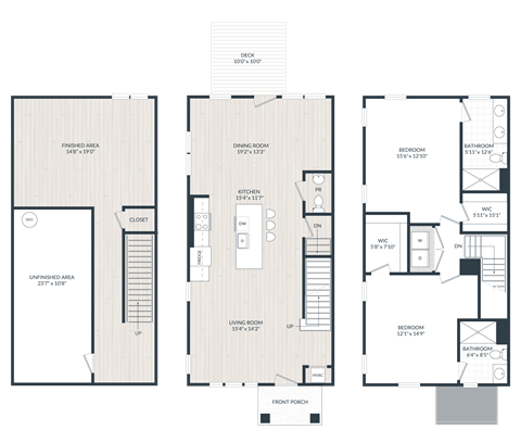 Floor plan for 2 beds, 2.5 baths, 2085 sqft