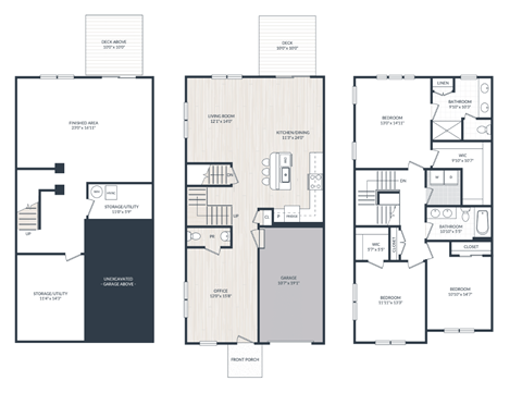 Floor plan for 3 beds, 2.5 baths, 2456 sqft