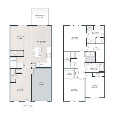 Floor plan for 3 beds, 2.5 baths, 1936 sqft