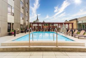 Downers Grove apartment for rent - a swimming pool in the middle of a building