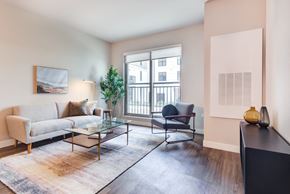 Downers Grove apartment for rent - a living room with a couch and a chair and a window