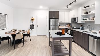 Moveable island and storage in kitchen