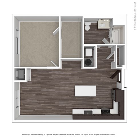 Floor plan for 1 bed, 1 bath, 856 sqft