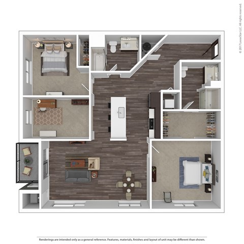 Floor plan for 2 beds, 2 baths, 1450 sqft