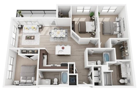 Floor plan for 3 beds, 3 baths, 1470 sqft