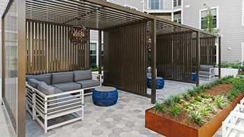 Outdoor private cabanas and lounge areas