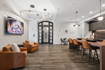 Spacious community clubhouse with coffee bar