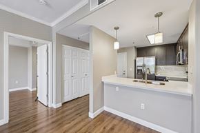 Walnut Creek apartment for rent - A kitchen with a white countertop and a white door.
