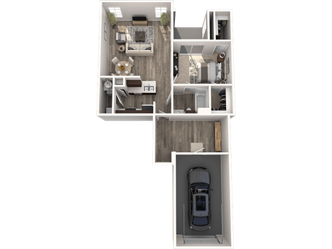 Floor plan for 1 bed, 1 bath, 1000 sqft