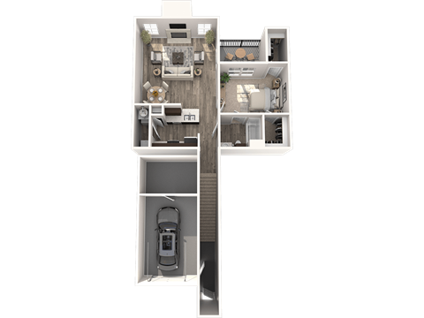 Floor plan for 1 bed, 1 bath, 1074 sqft