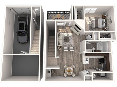 Floor plan for 1 bed, 1 bath, 1148 sqft