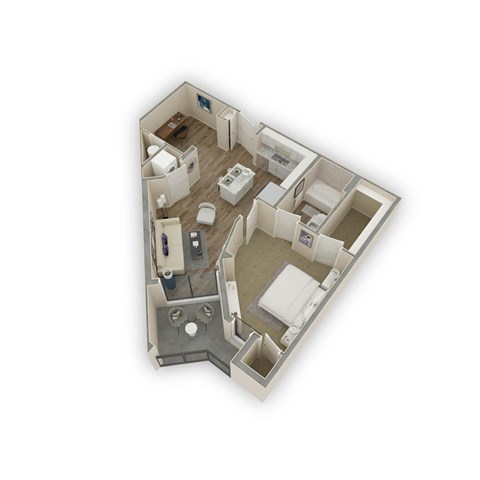 Floor plan for 1 bed, 1 bath, 805 sqft