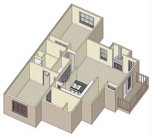Floor plan for 2 beds, 2 baths, 1080 sqft