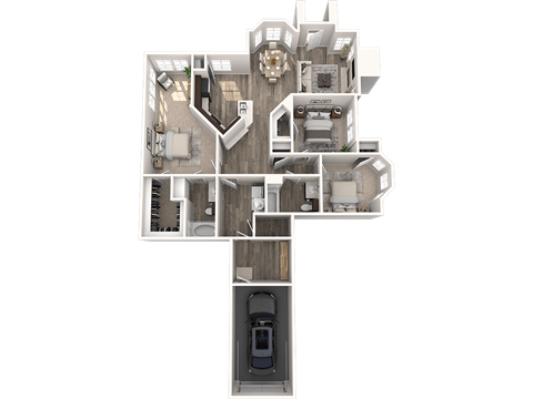 Floor plan for 3 beds, 2 baths, 1532 sqft