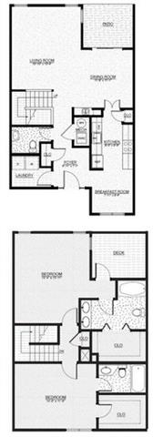 Floor plan for 2 beds, 2.5 baths, 1590 sqft