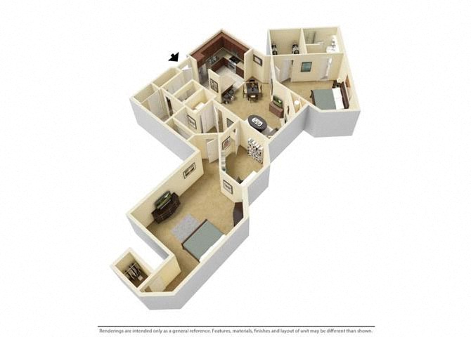 Floor plan for 2 beds, 2 baths, 1528 sqft
