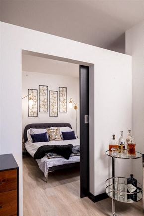 Minneapolis apartment for rent - bedroom- wood-style flooring