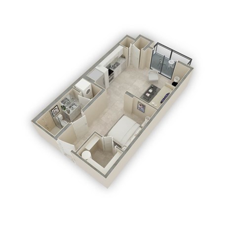 Floor plan for studio, 1 bath, 568 sqft