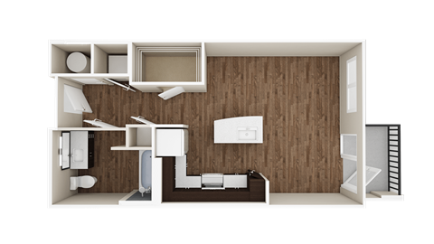 Floor plan for studio, 1 bath, 541 sqft
