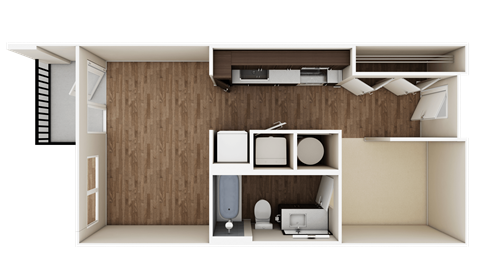Floor plan for studio, 1 bath, 552 sqft