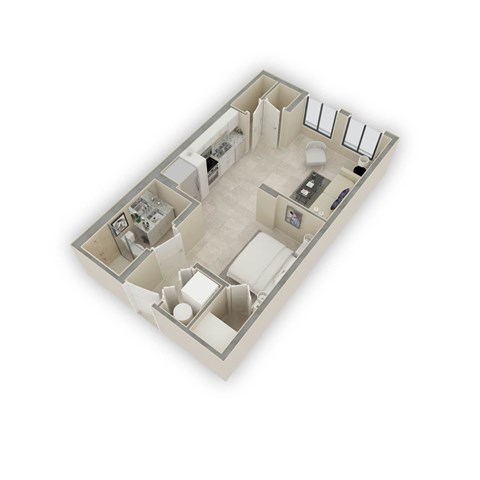 Floor plan for studio, 1 bath, 655 sqft