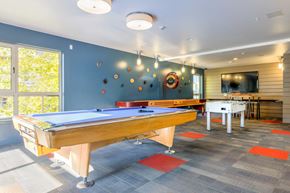 Seattle apartment for rent - a game room with pool table and tv