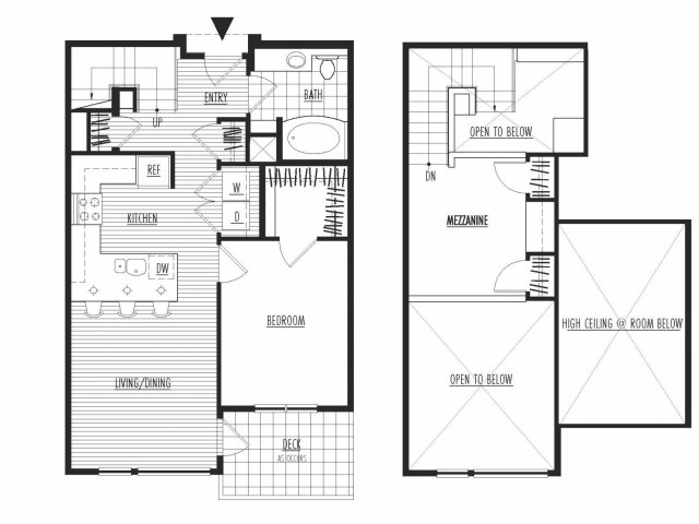 Floor plan for 1 bed, 1 bath, 1222 sqft